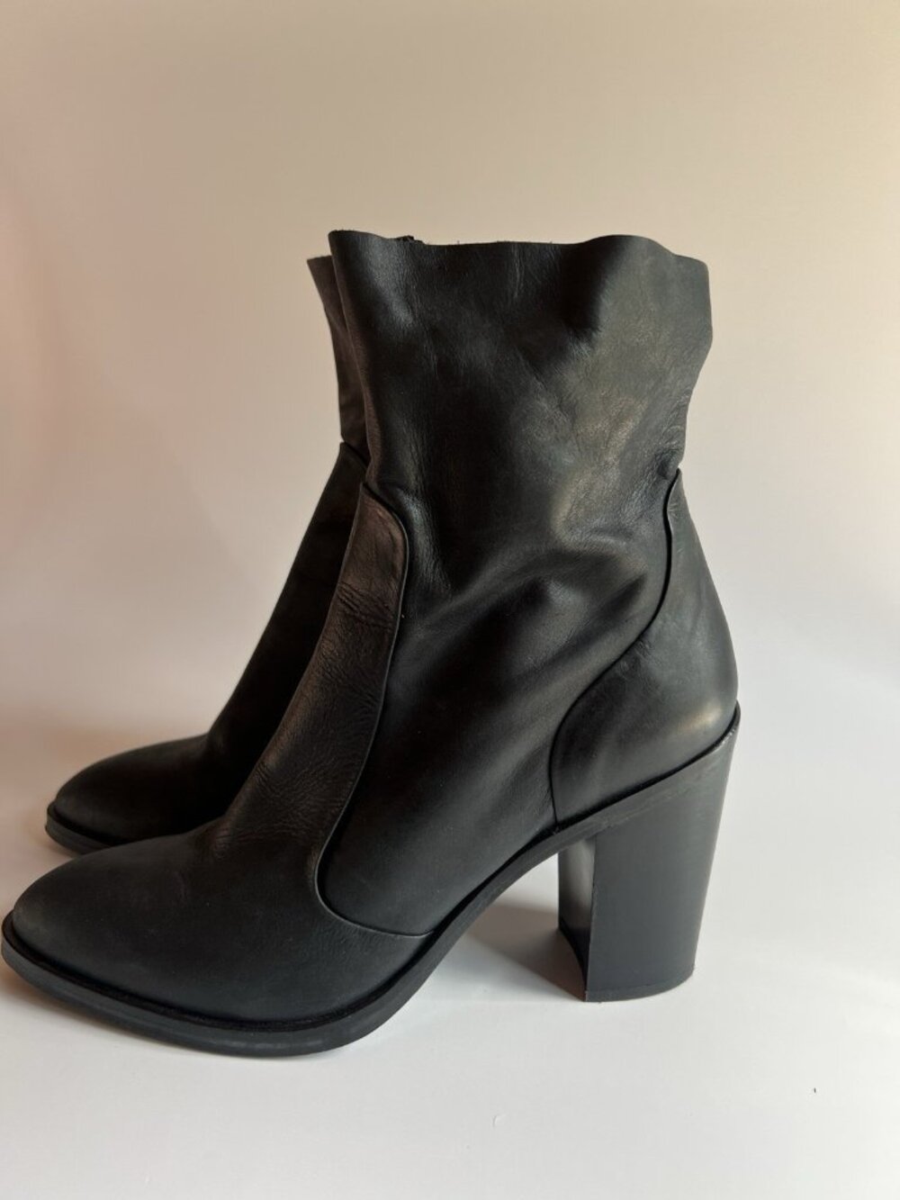 Farylrobin Anthropologie Black Leather Ankle Boots EU 38 US 7.5